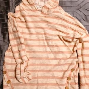 Pink and off white top.